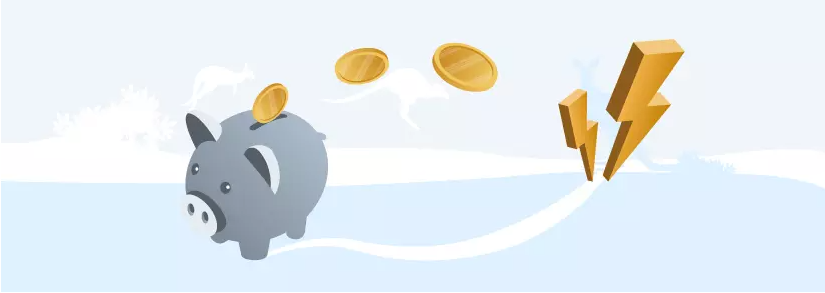 Abbildung eines Sparschweins und Geld, das mit einer Preisgarantue Strom gespart wird