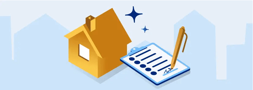 gelbes Haus mit einer Liste über Schönheitsreparaturen