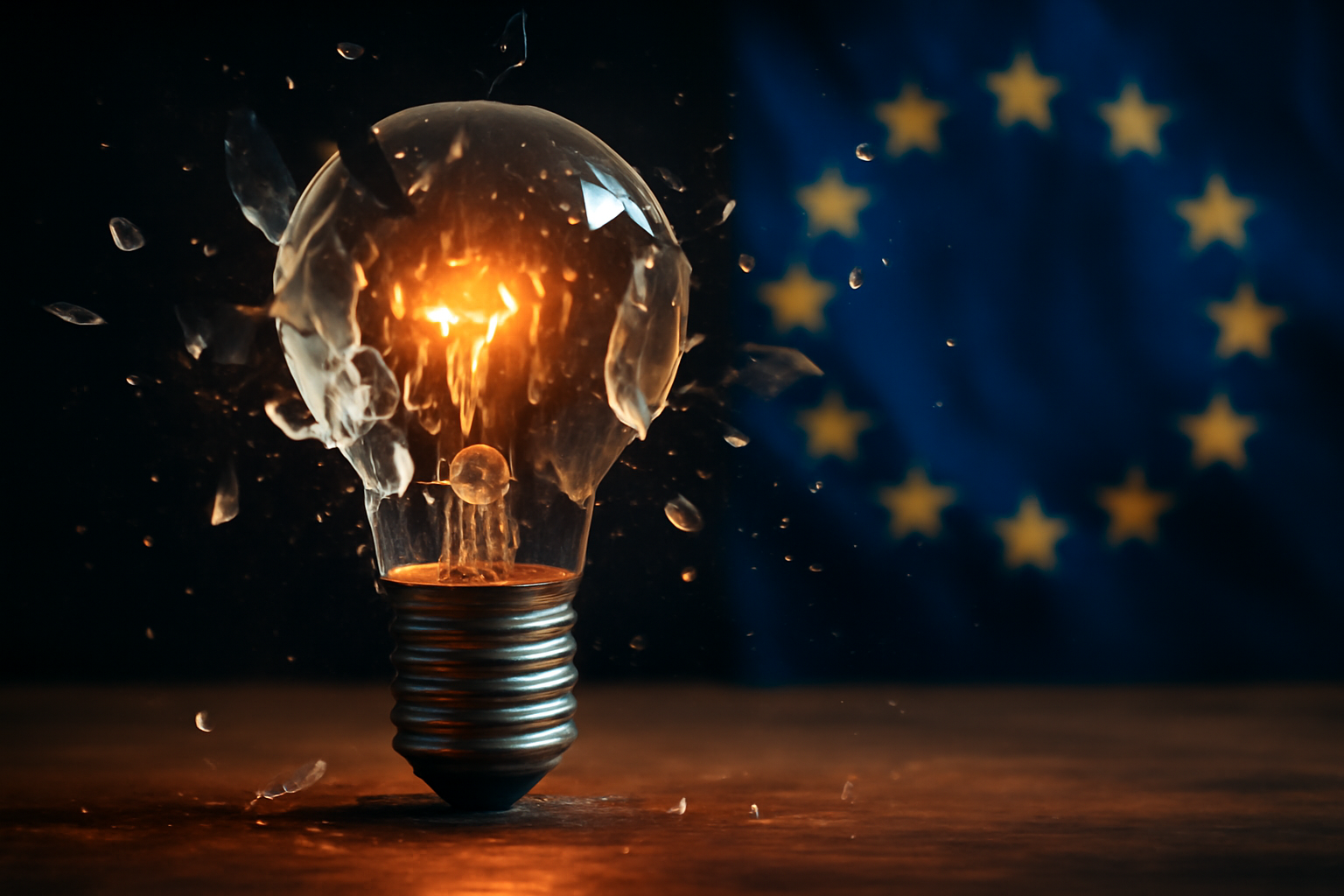 Glühbirne zerspringt for EU Flagge