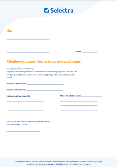 Gasvertrag kündigen wegen Umzug PDF