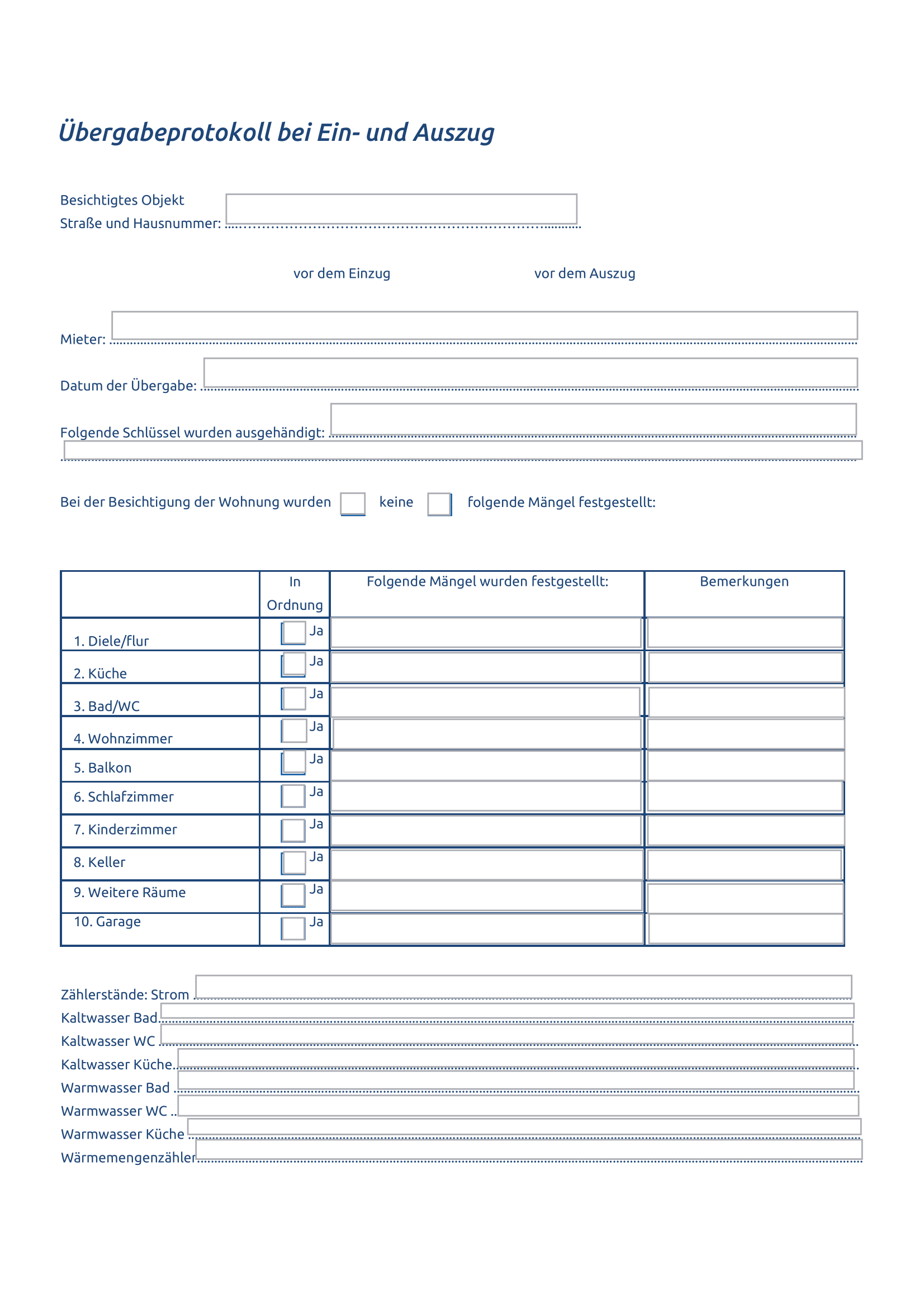 Übergabeprotokoll