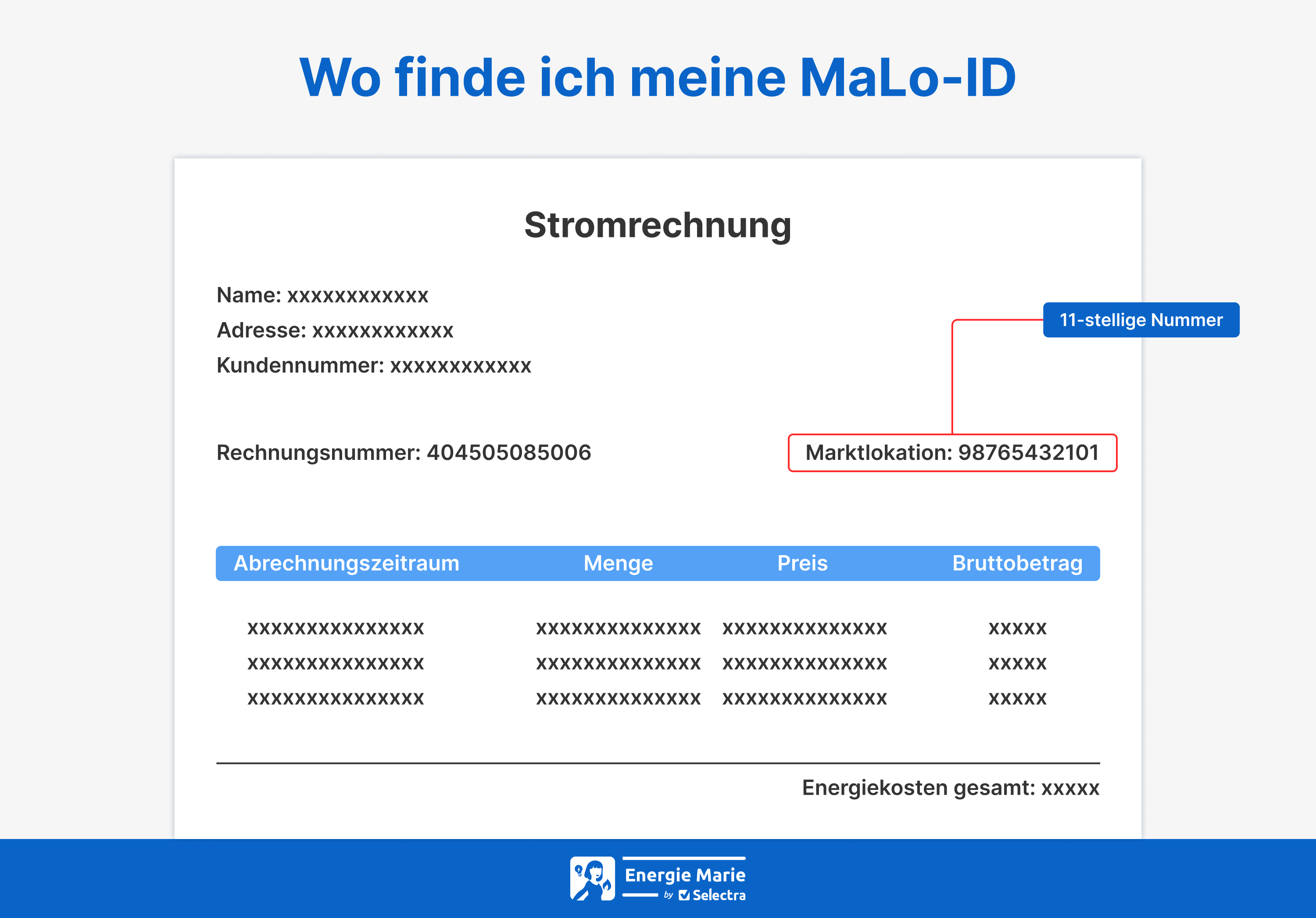 Rechnung auf der Marktlokations-ID ist
