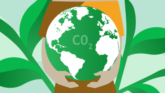 Frau mit grüner Weltkugel, die den Klimaschutz repräsentiert
