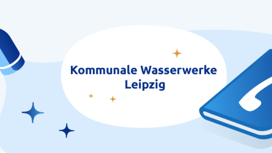 Wasserhahn und Telefonbuch zu Wasserwerke Leipzig Logo