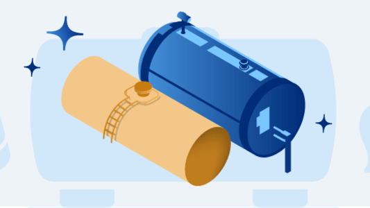 2 Gasspeicher stehen als Symbol für die Gasspeicher Deutschland