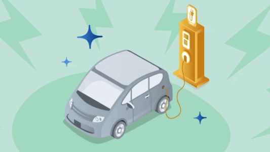 Elektroauto Leasing an gelber Ladestation