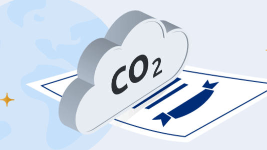 CO2 Wolke, ddie auf einem CO2 Zertifikat schwebt