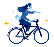 Eine Frau fährt Fahrrad und trägt zu nachhaltiger Mobilität bei.