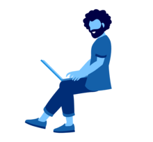 Mann mit Laptop auf dem Schoß