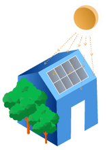 Folgen Sie den Schritten des PVIGS, um optimalen Ertrag zu erzielen. Ein Haus mit Solarzellen, welche durch das PVGIS optimiert wurden.