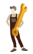 Ein Mann mit Schraubenschlüssel als Symbol für das Stromverbrauch berechnen