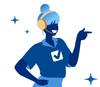 Eine Frau mit Headset steht als Symbol für den Kontakt der Stadtwerke Brühl.