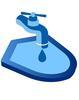 Wasserhahn tropft in ein Schild und symbolisiert Dürre Deutschland